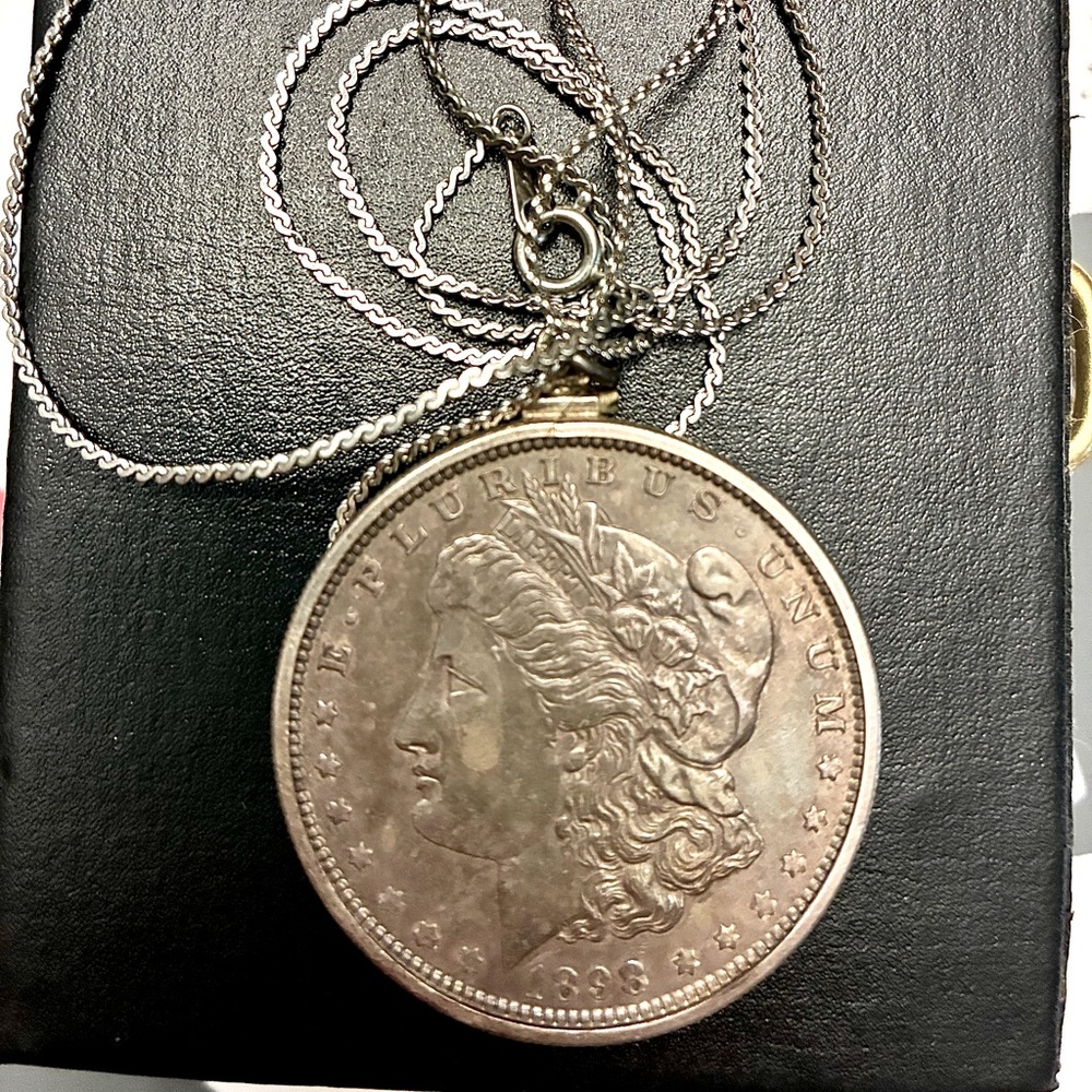 1898 Silver Morgan Coin Pendant Dollar Coin Necklace